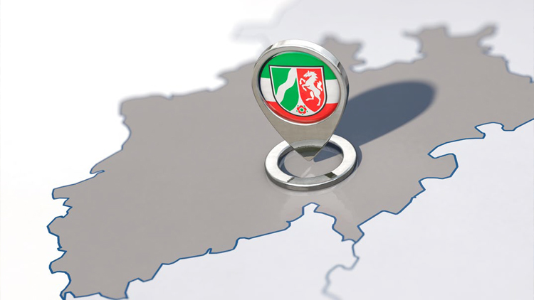 Nordrhein-Westfalen-Umrisse auf einer Karte
