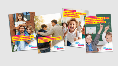 Abbildung von vier Flyer-Cover von Position Kompakt