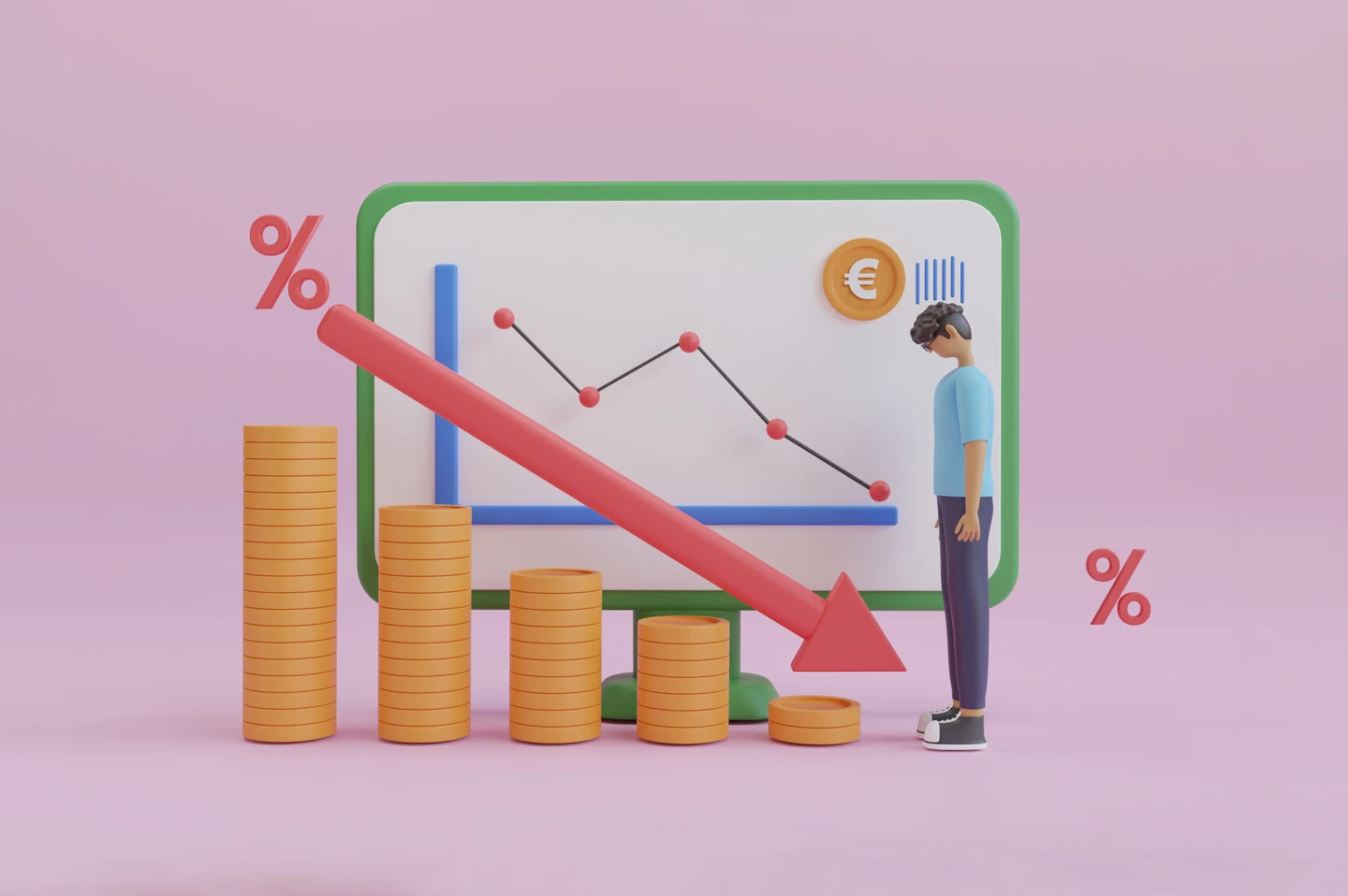 Illustration sinkende Finanzleistung